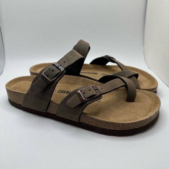 CUSHIONAIRE Women's Cork Footbed Sandal With +Comfort 9 WIDE BROWN RUGGED - Picture 1 of 7